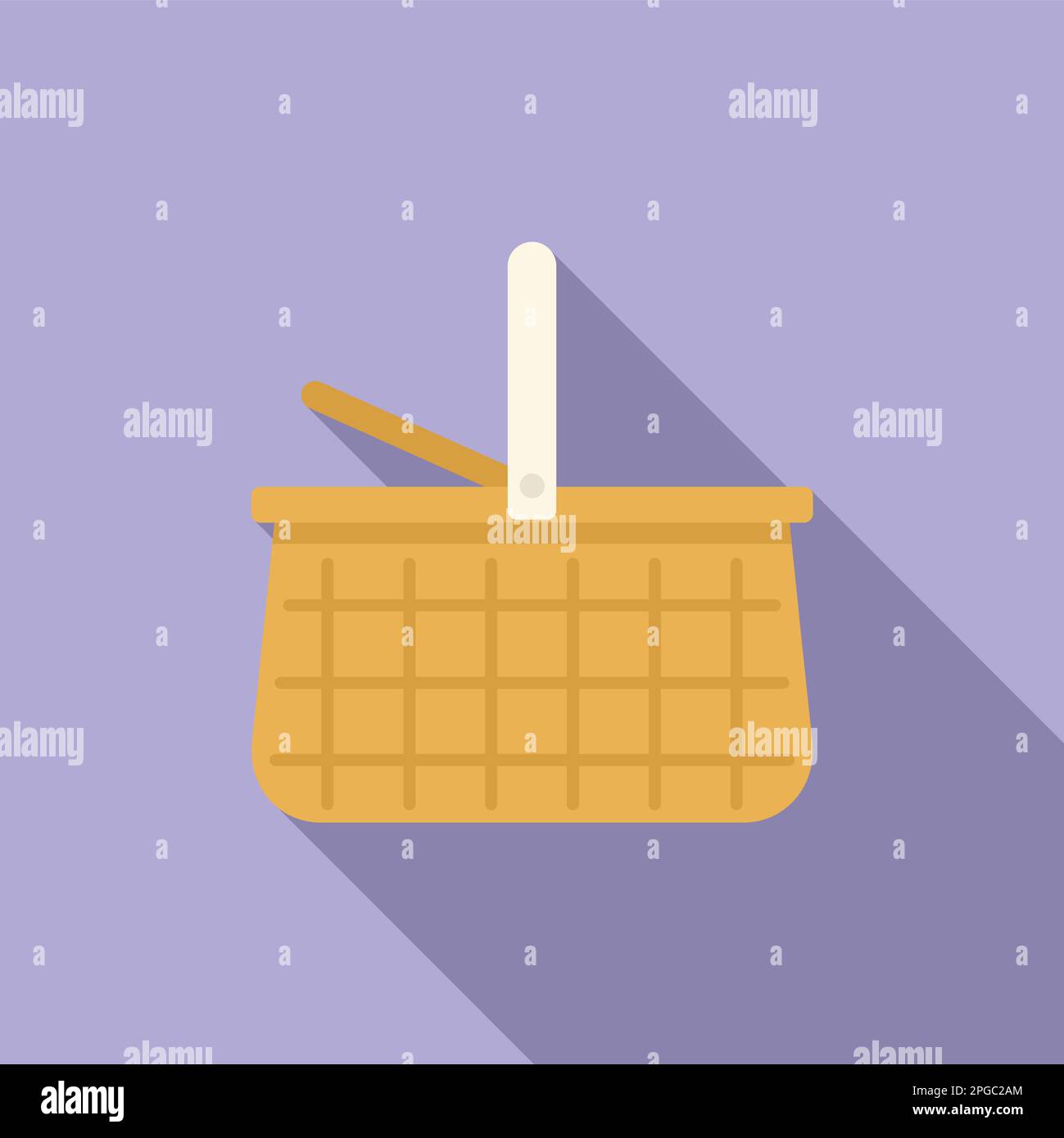 Bamboo basket icon flat vector. Picnic wicker. Empty design Stock ...