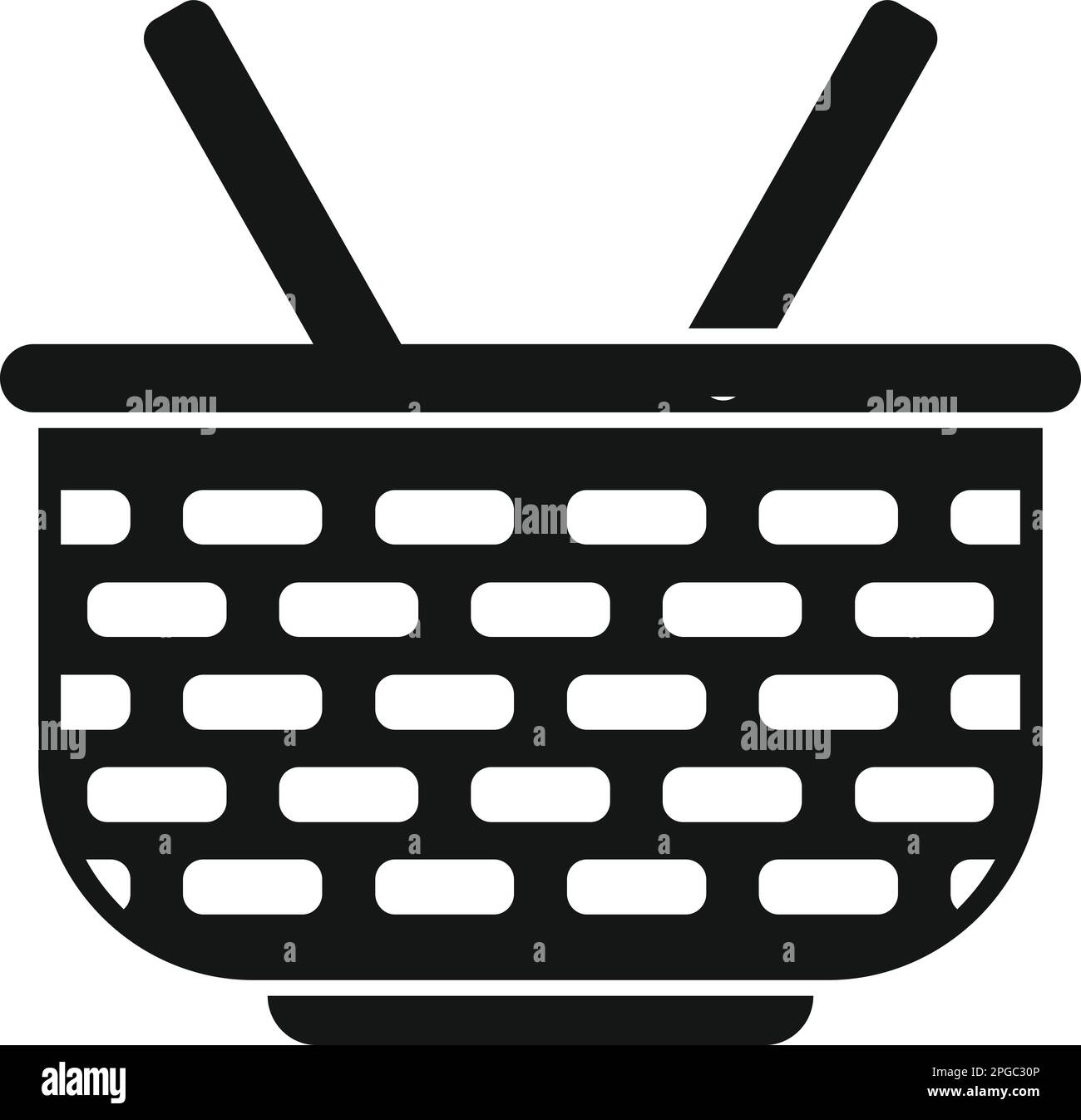 Food basket icon simple vector. Empty bag. Natural handle Stock Vector