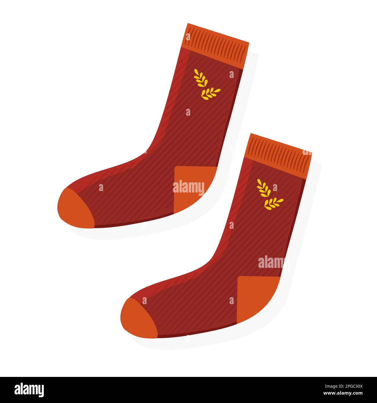 A pair of knitted socks vector illustration flat. Stock Vector
