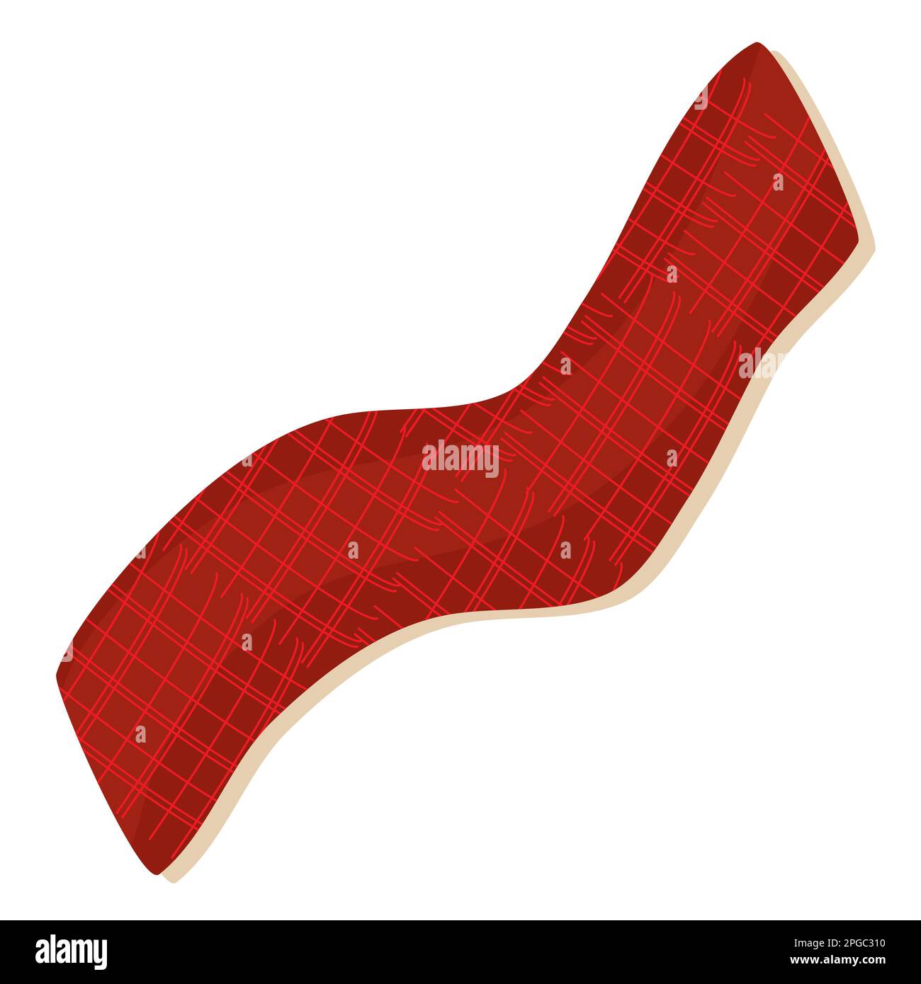 Red knitted autumn scarf, vector illustration flat. Stock Vector