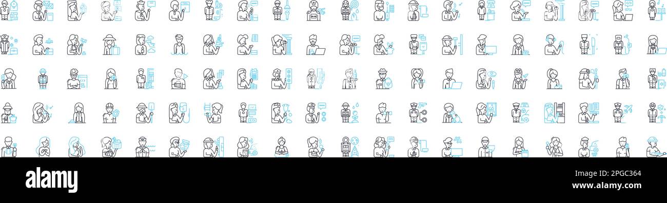 Smart jobs vector line icons set. Smartwork, High-tech, Automation, AI ...