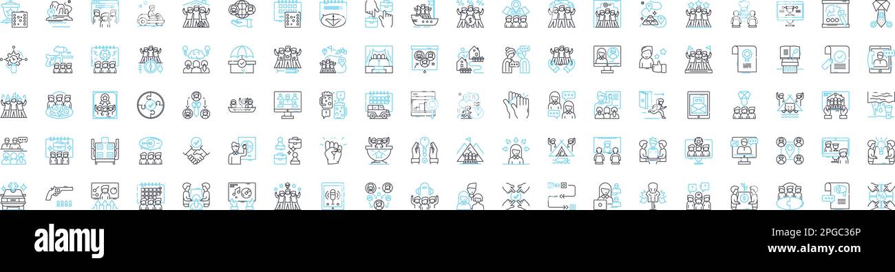 Meeting vector line icons set. Conference, Assembly, Dialogue, Forum ...