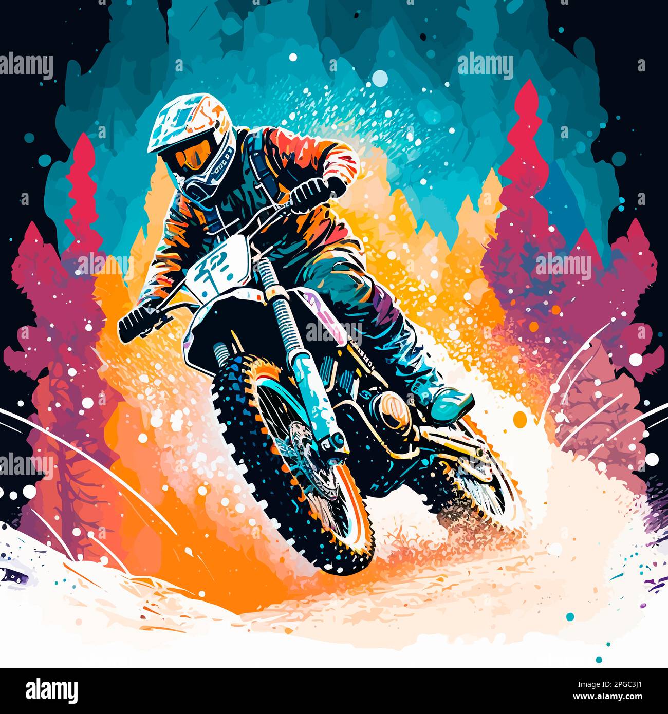 motocross jump nature dirt background illustration Stock Photo