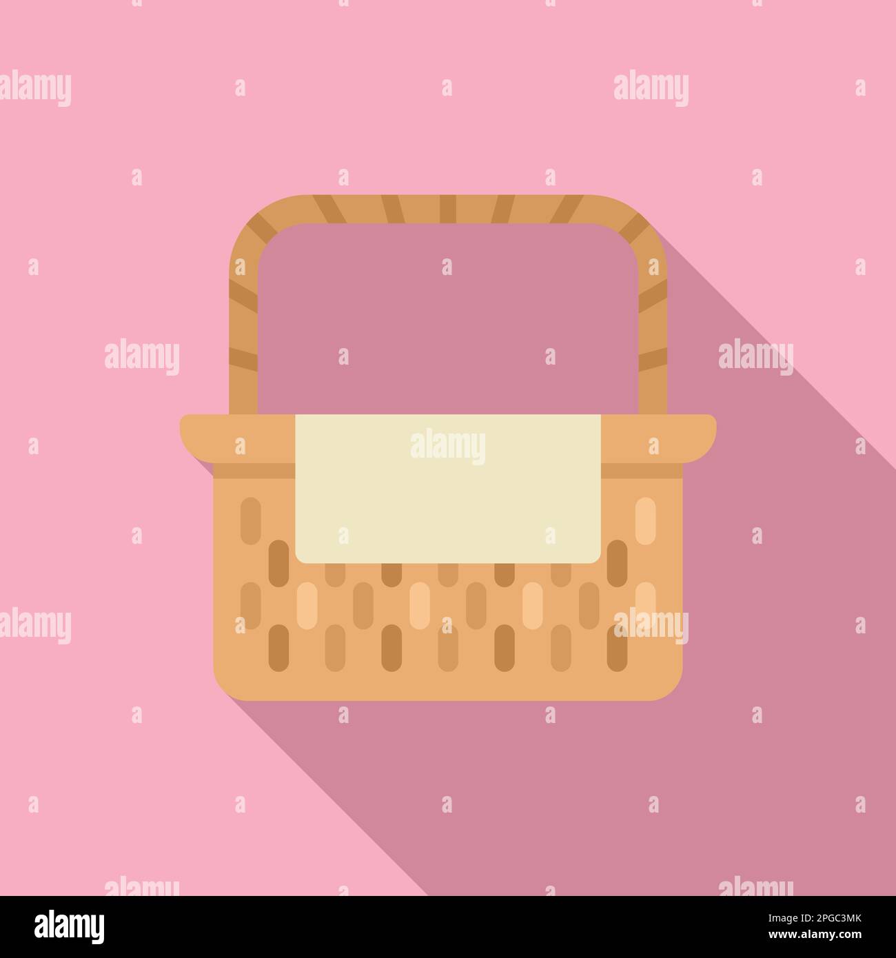 Weekend basket icon flat vector. Wicker picnic. Natural market Stock ...