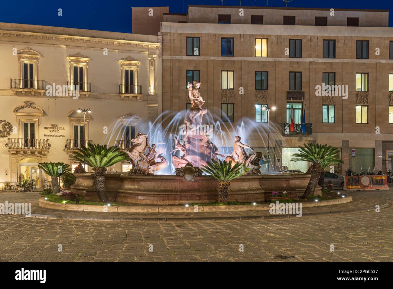 Piazza Archimede on the island of Ortigia Syracuse Stock Photo