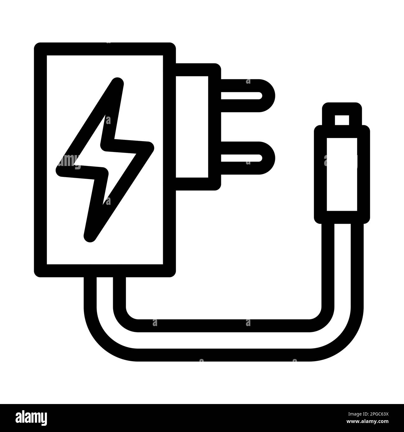 Charger Vector Thick Line Icon For Personal And Commercial Use. Stock Photo