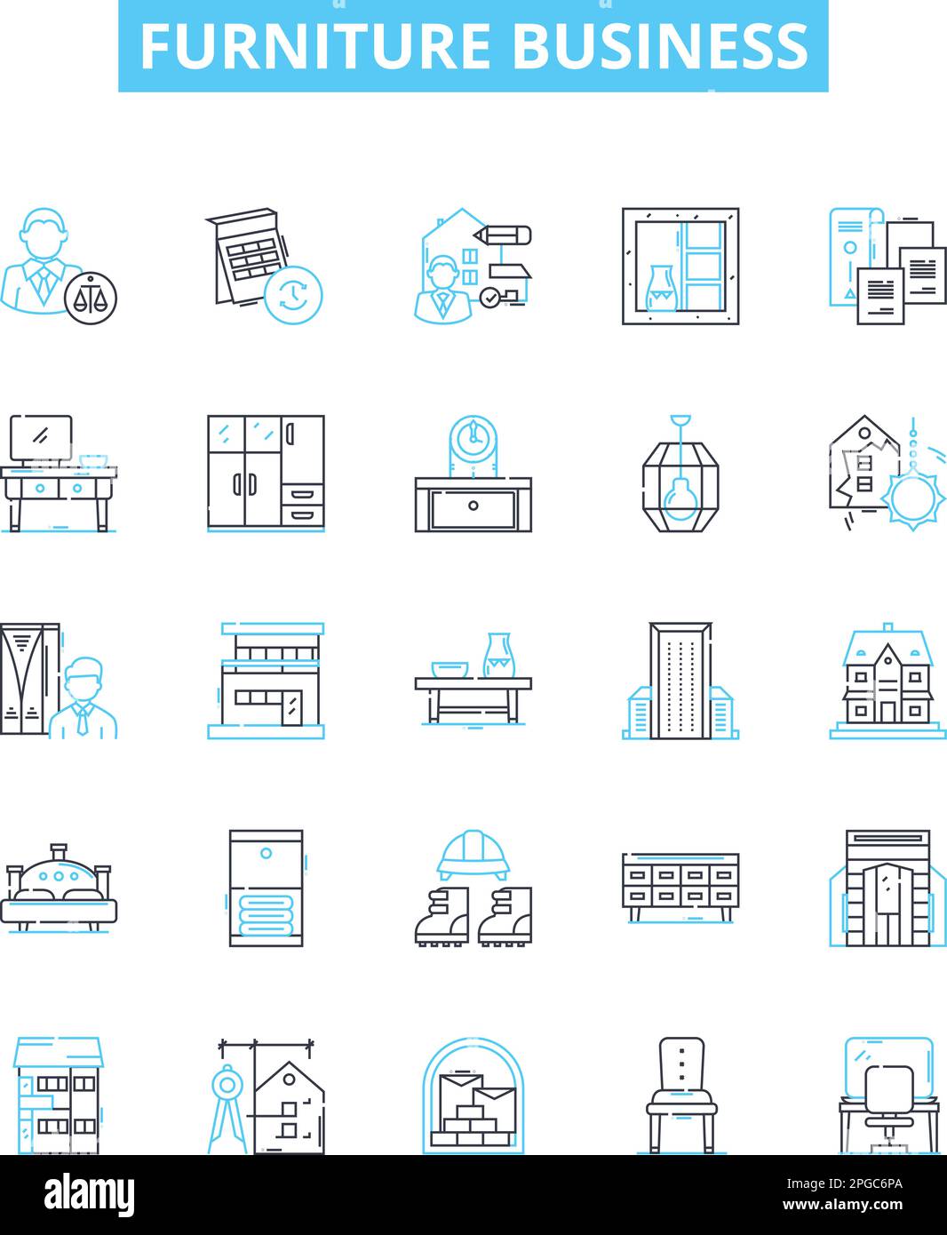 Furniture business vector line icons set. Furniture, business ...