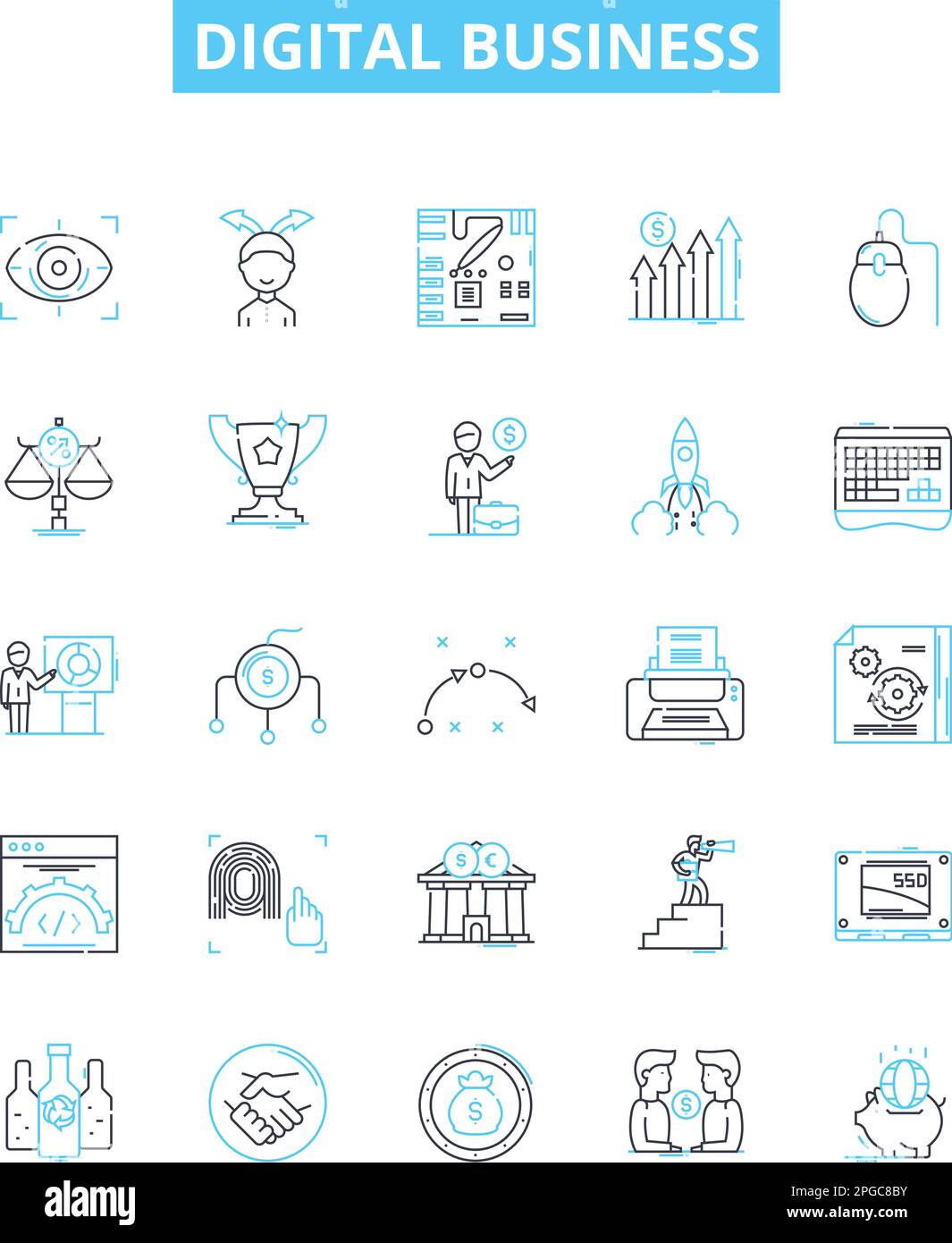 Digital business vector line icons set. Digital, Business, Ecommerce ...