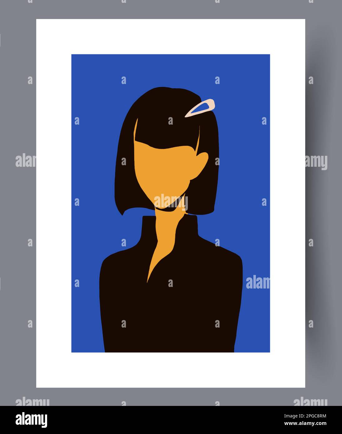 Portrait woman strict girl wall art print Stock Vector Image & Art - Alamy