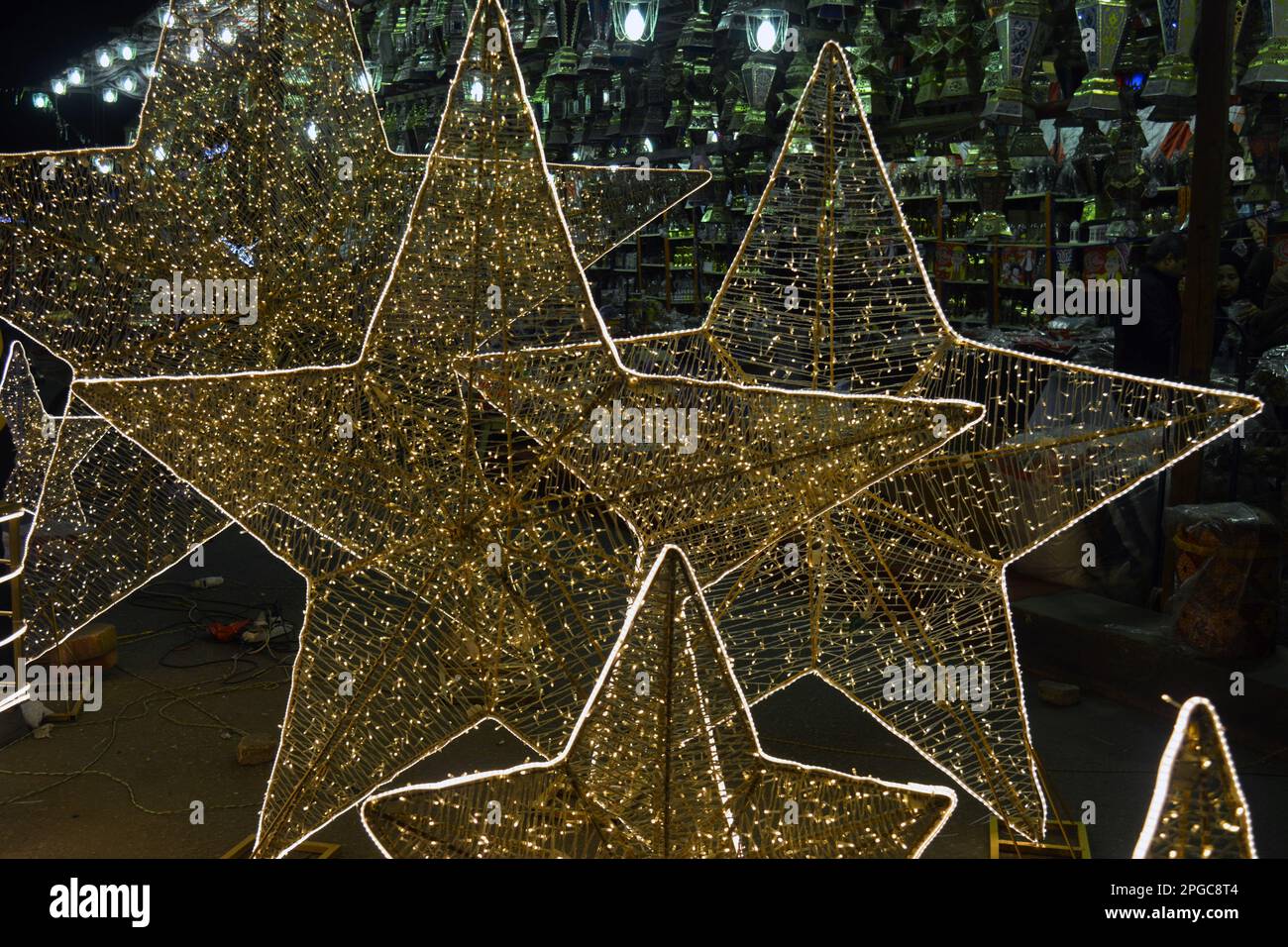 Cairo, Egypt, March 20 2023 festive decorations of Islamic Ramadan