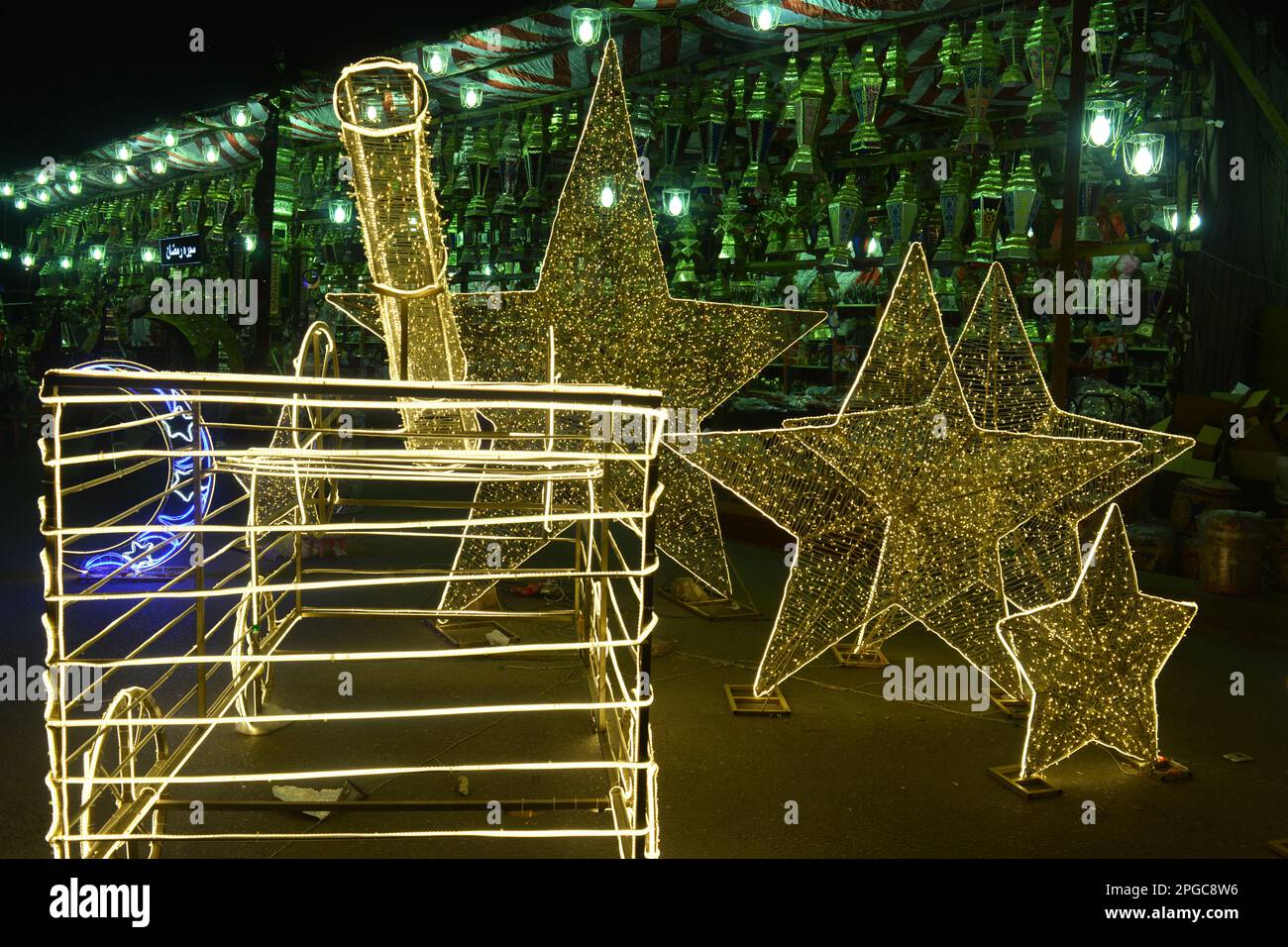 Cairo, Egypt, March 20 2023 festive decorations of Islamic Ramadan