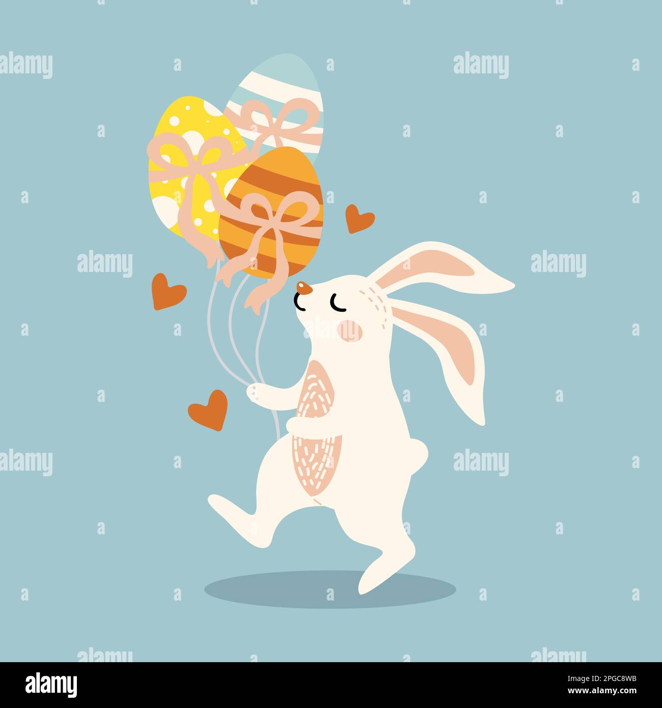 cute bunny with easter egg balloons Stock Vector Image & Art - Alamy