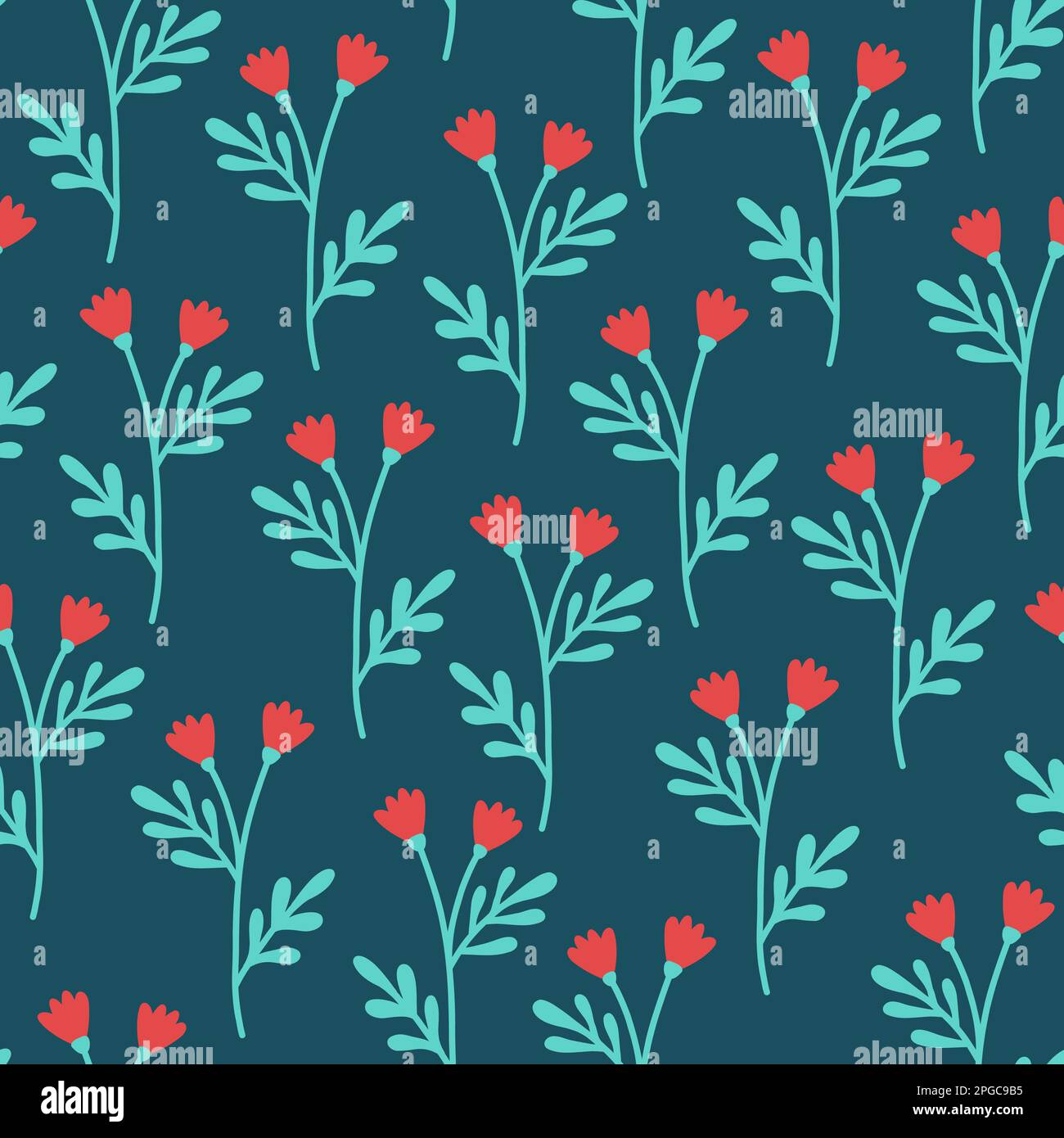 Seamless pattern with roses and leaves on a dark blue background vector ...