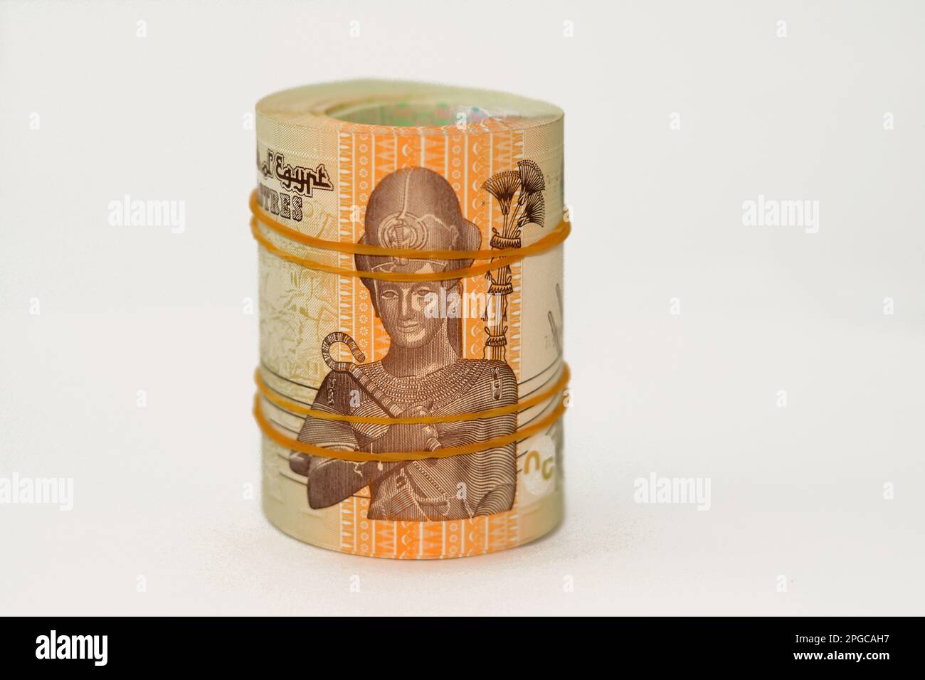 50 EGP LE fifty Egyptian pounds cash money bills with a image of