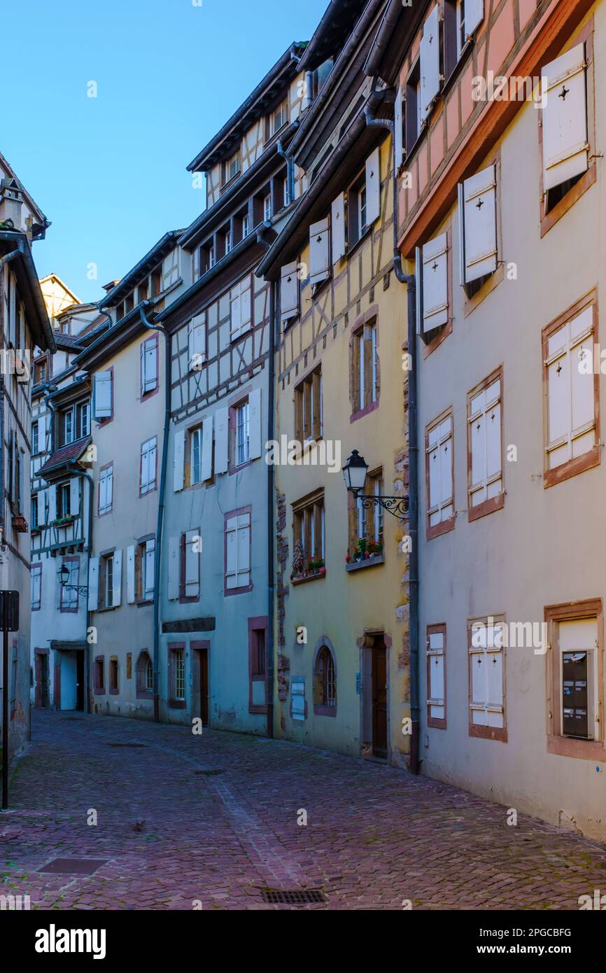 French Suburban area with old historical houses, and family homes in
