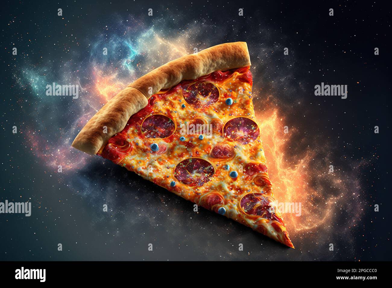 Pizza galaxy, funny food illustration Stock Photo Alamy