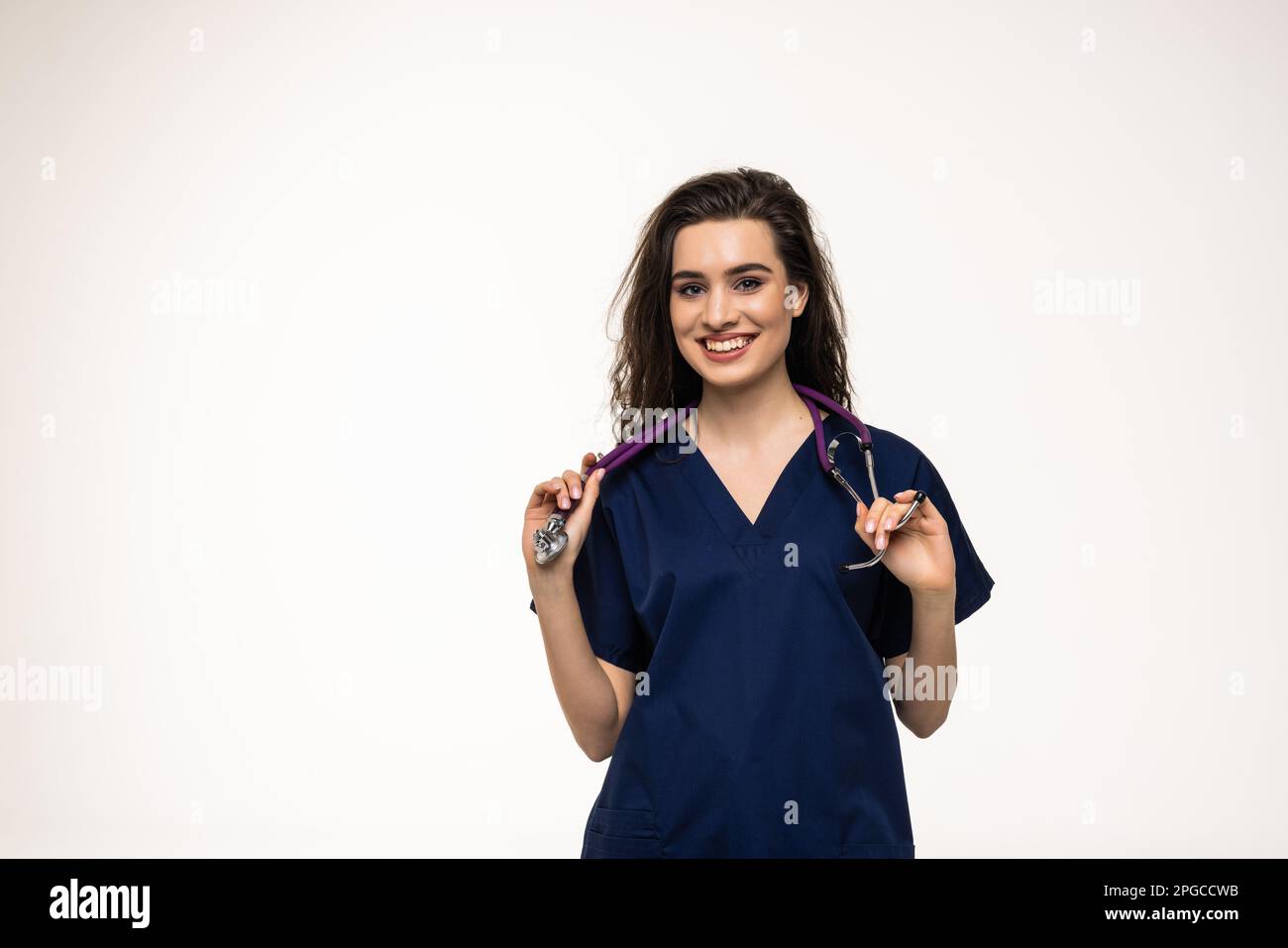 medicine, profession and healthcare concept - happy smiling female doctor or scientist in white coat Stock Photo