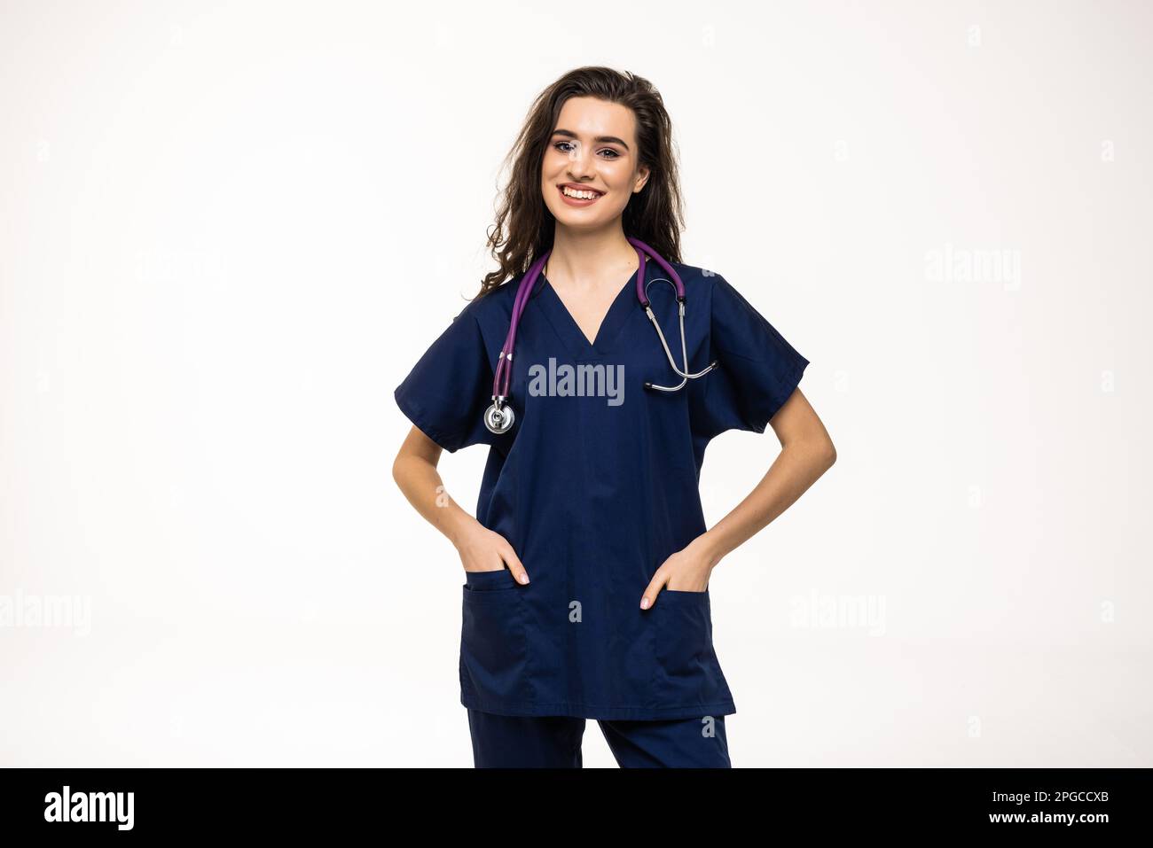 medicine, profession and healthcare concept - happy smiling female doctor or scientist in white coat Stock Photo