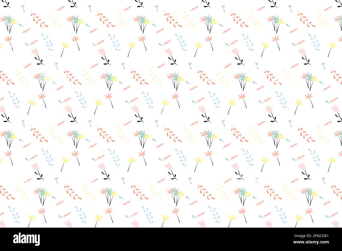Composition with multicolored flowers and leaves, abstract background, vector pattern for design. Illustration Stock Vector