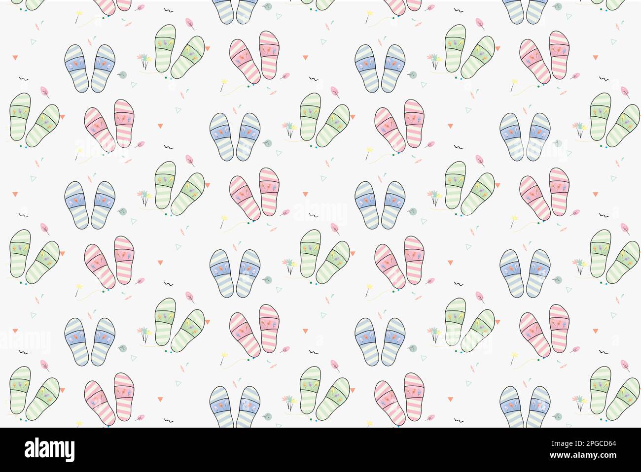 Pattern with slippers in pastel tones abstract pattern vector background for design illustration Stock Vector