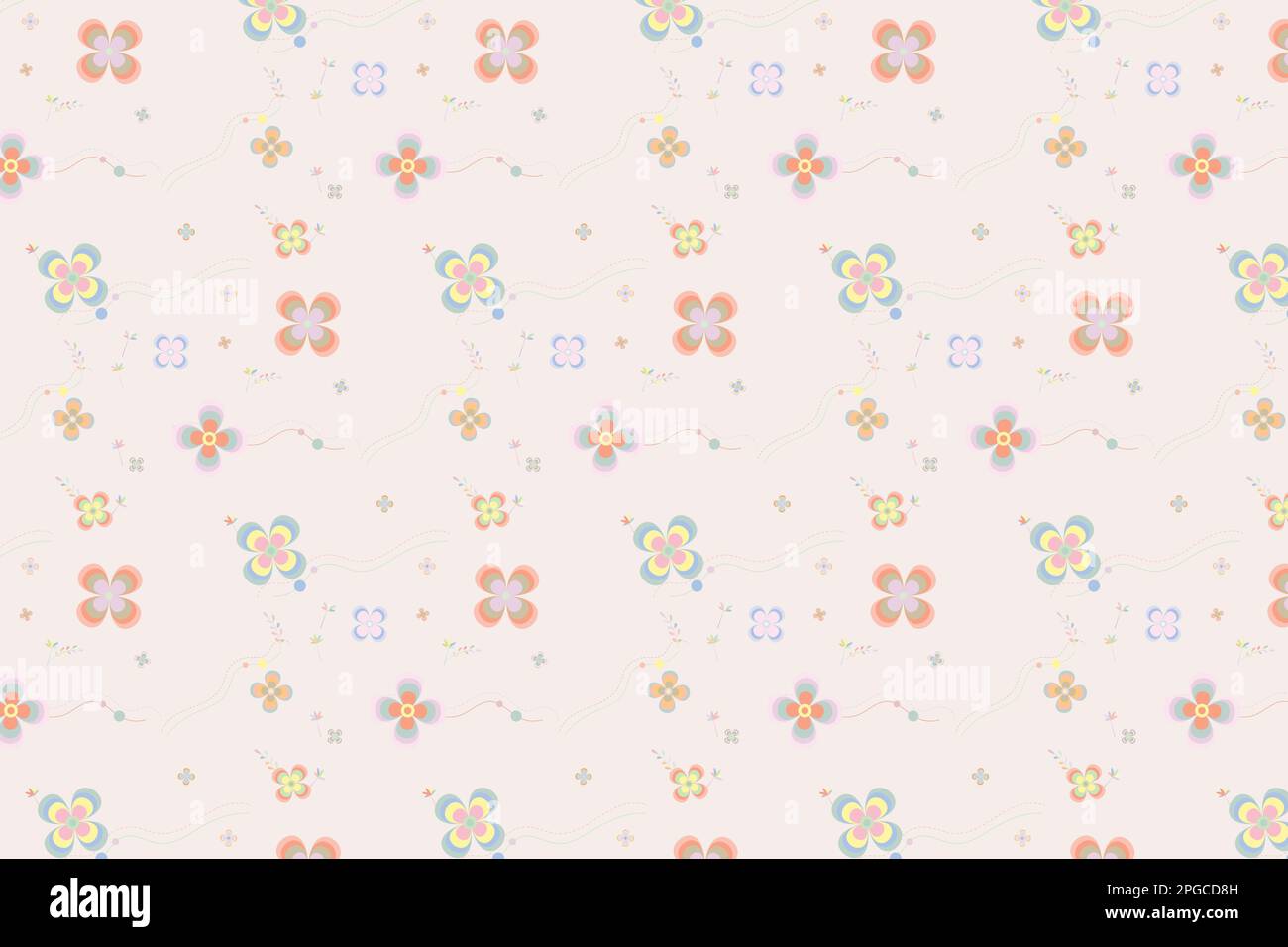 Pattern with floral geometric elements in pastel tones, vector abstract background for design Stock Vector