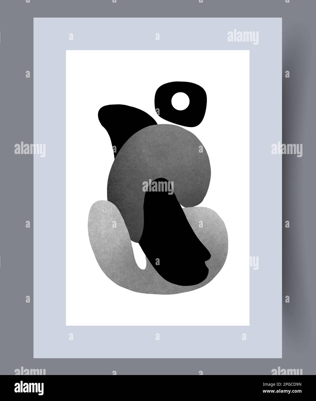 Abstract shapes monochrome picture wall art print Stock Vector