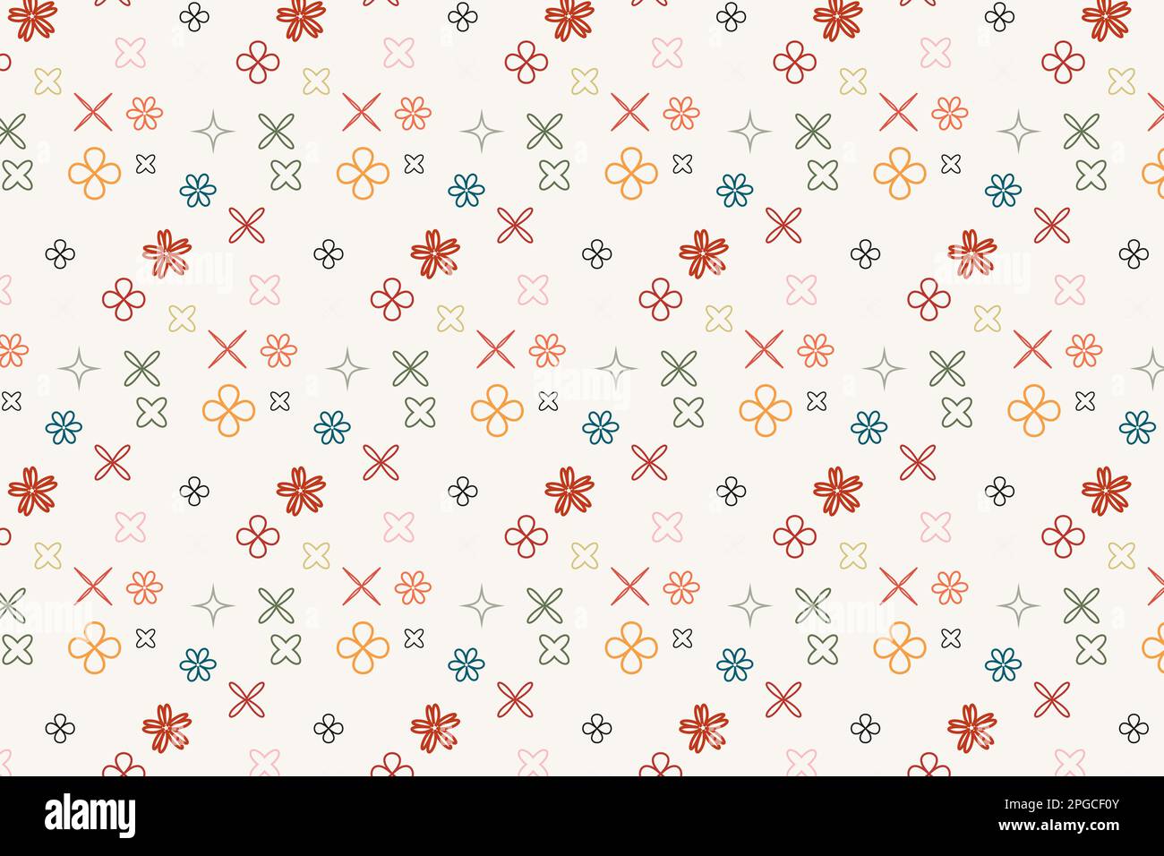 Pattern with floral geometric elements in retro tones, vector abstract background for design Stock Vector