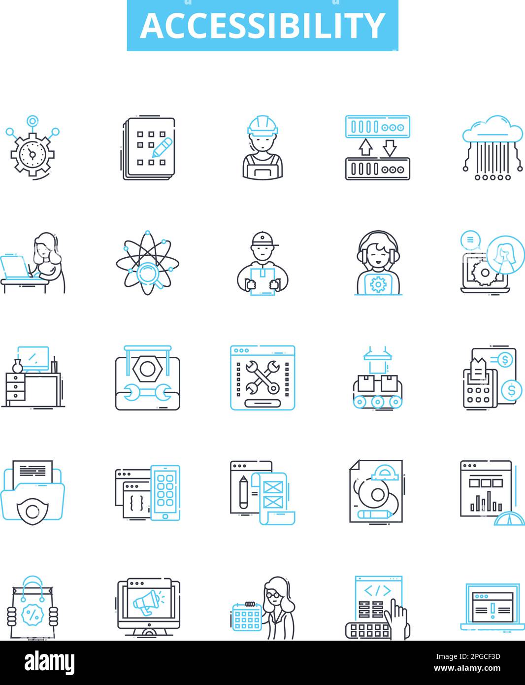 Accessibility vector line icons set. Accessible, Ease, Mobility, Aids