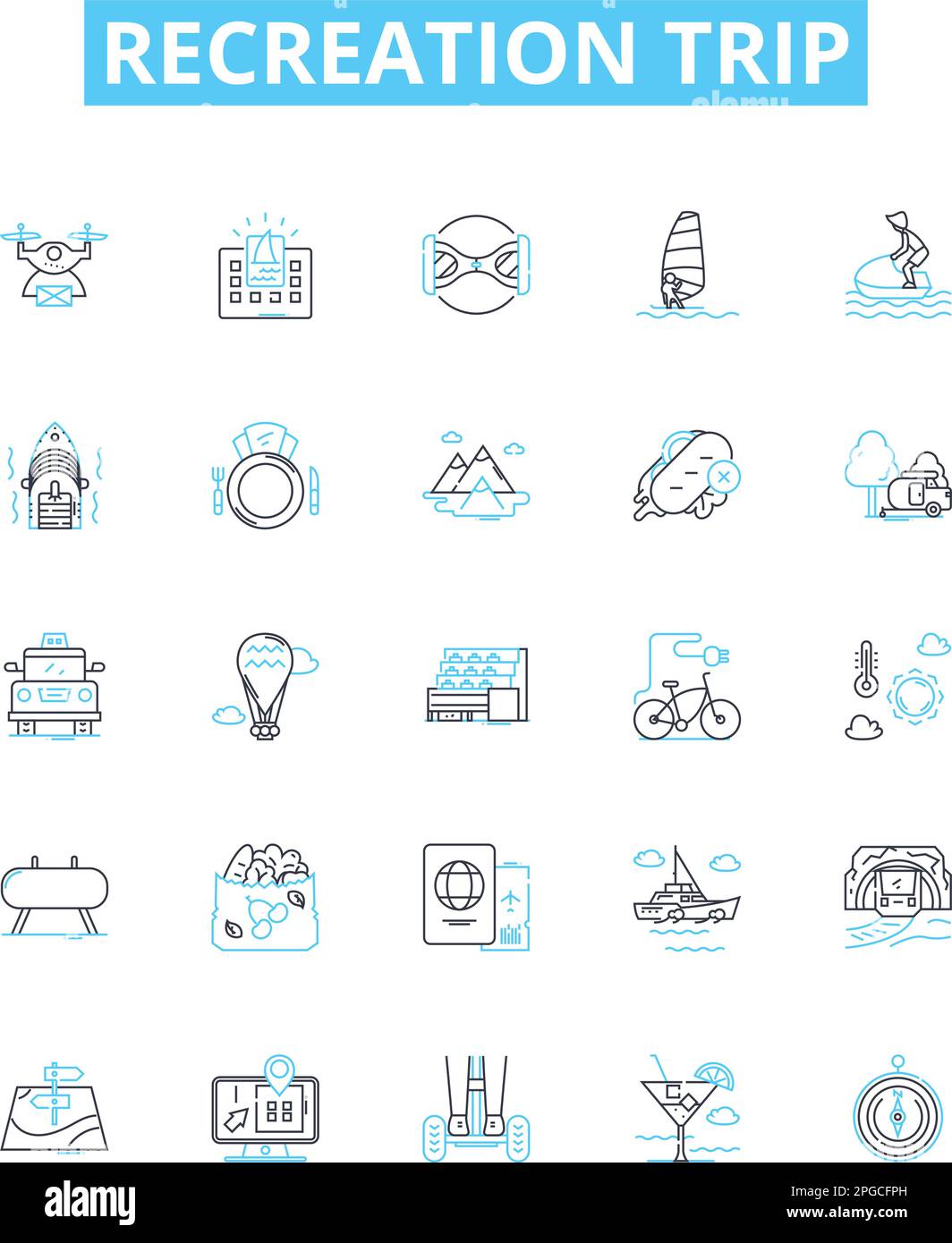 Recreation trip vector line icons set. Recreation, Trip, Holiday, Tour ...