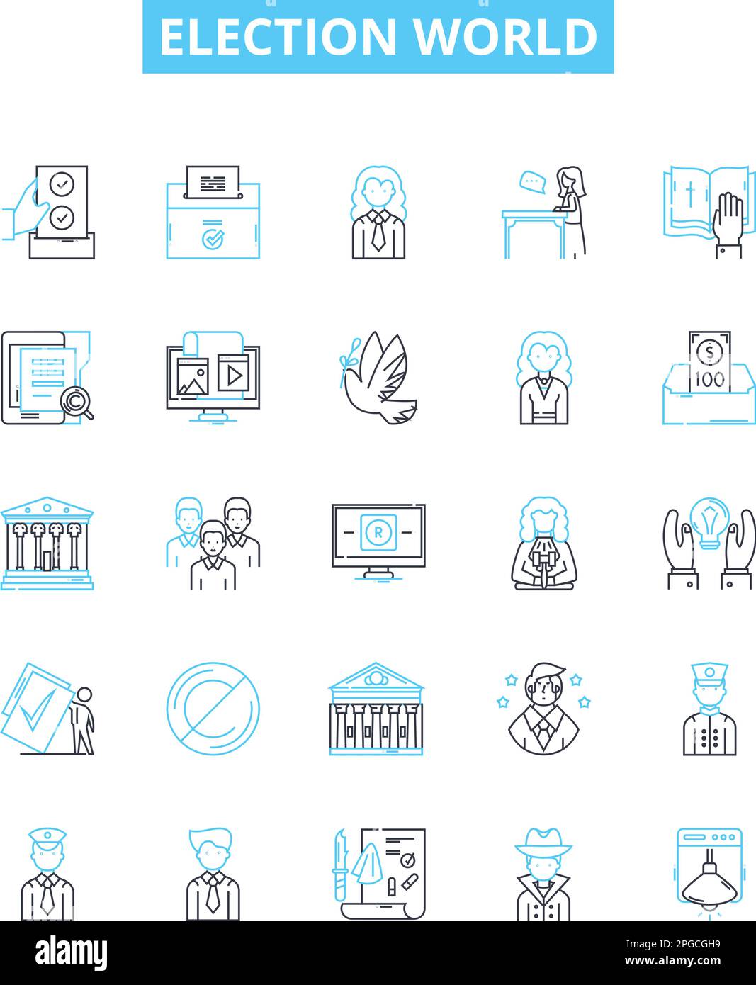 Election world vector line icons set. Voting, Polls, Ballot, Candidates ...