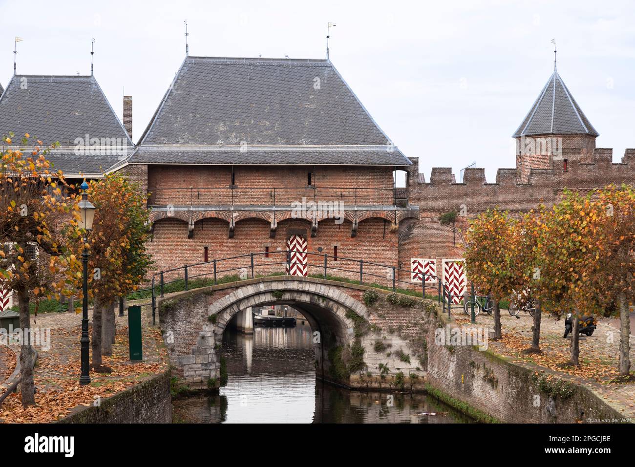 Medieval combined land and water gate - Koppelpoort, in Amersfoort. Stock Photo