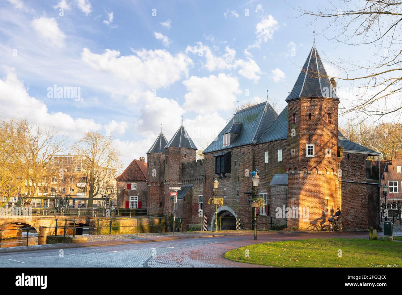 Historic Land- and watergate the Koppelpoort in Amersfoort. Stock Photo