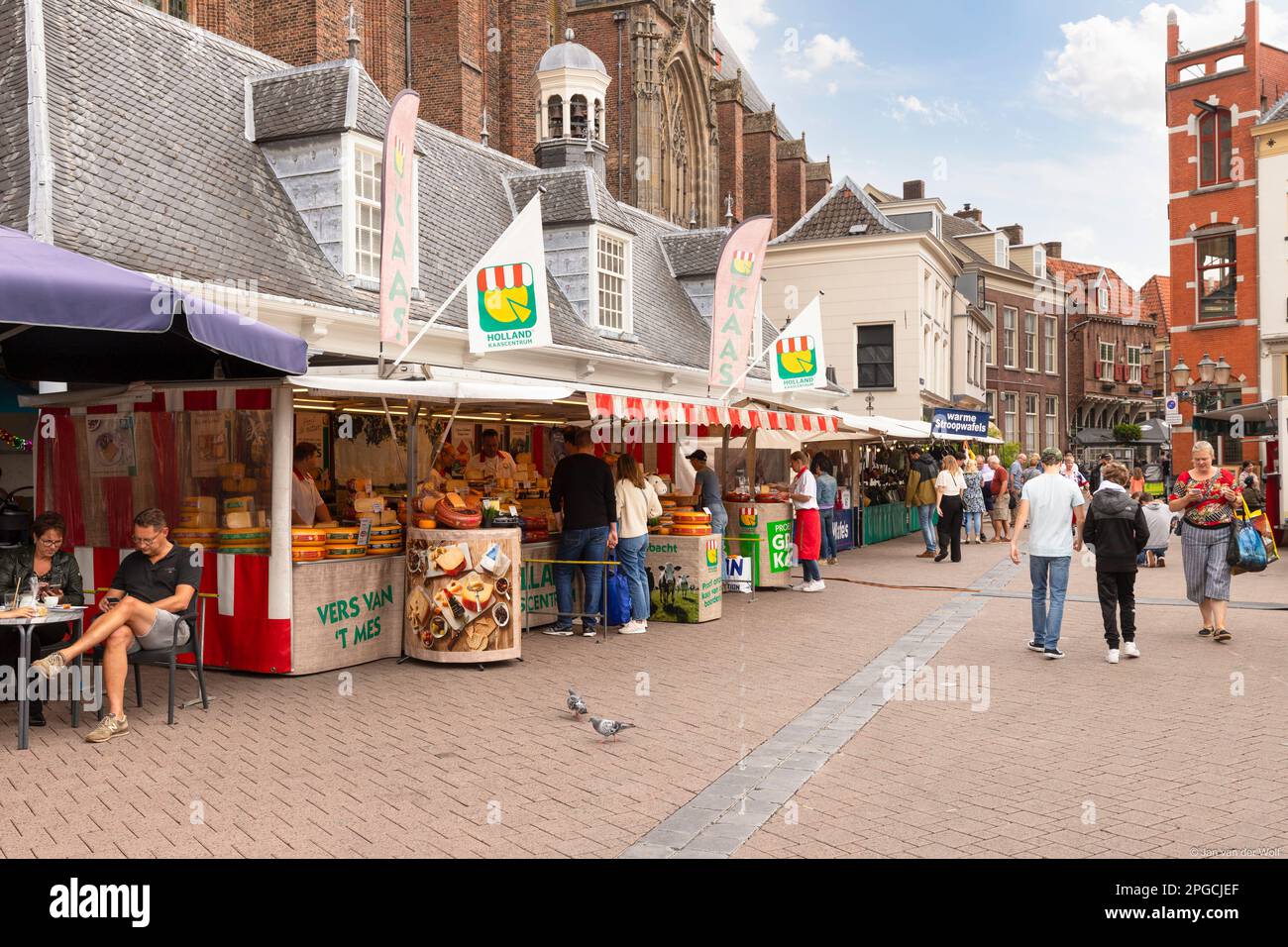 Market on the market square in the center of the medieval city of Amersfoort. Stock Photo