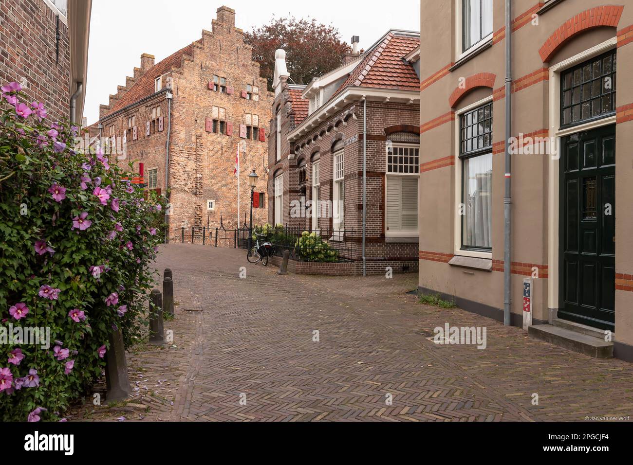 Picturesque old medieval center of the Dutch historic city of Amersfoort. Stock Photo