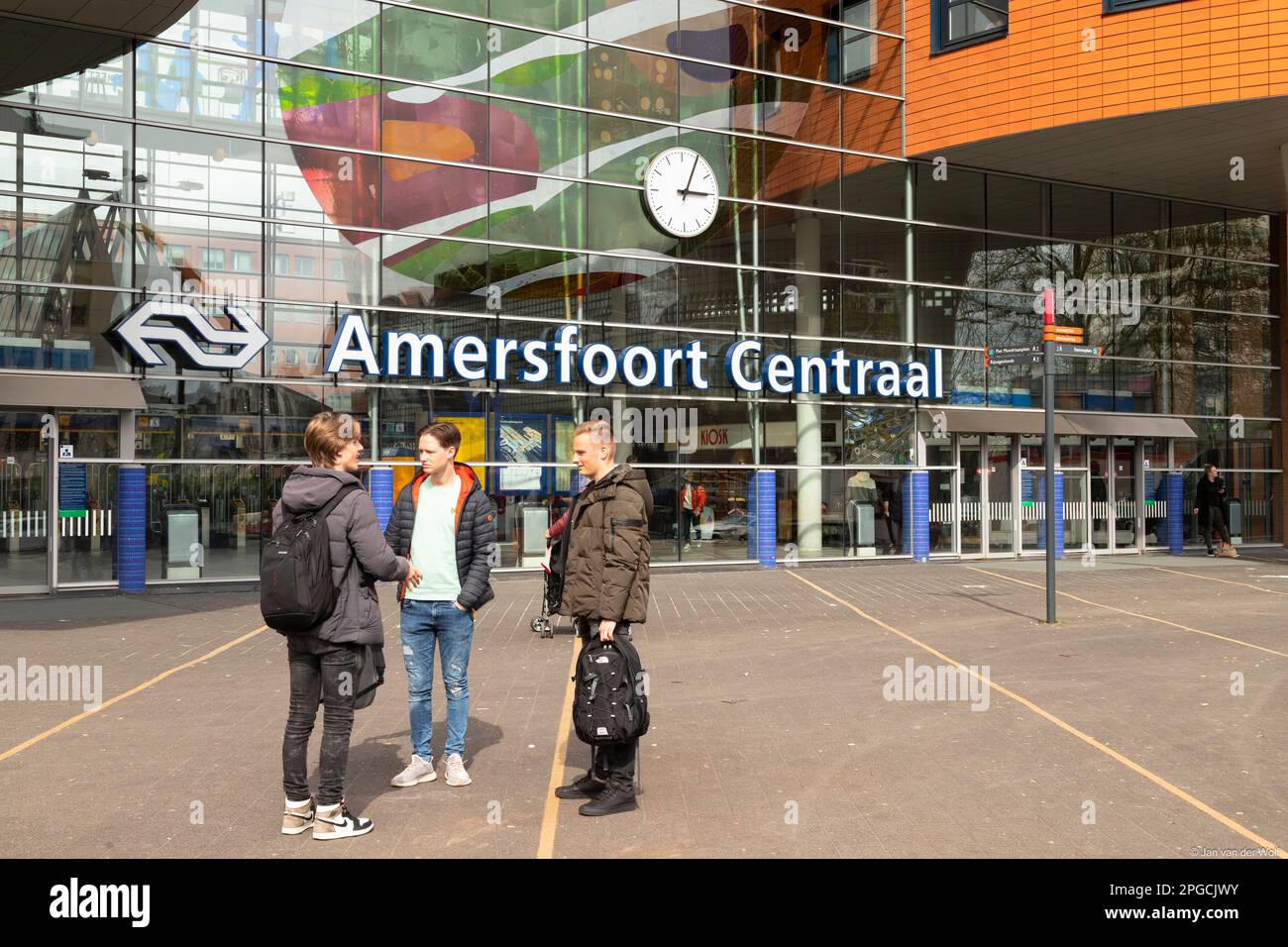 Main entrance of the train station in Amersfoort. Stock Photo
