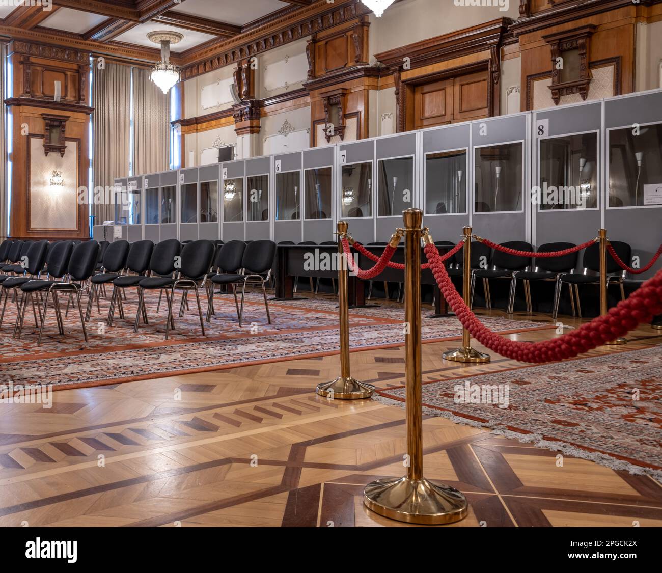 Roped area inside the Parliament buildings in Bucharest, Romania Stock ...