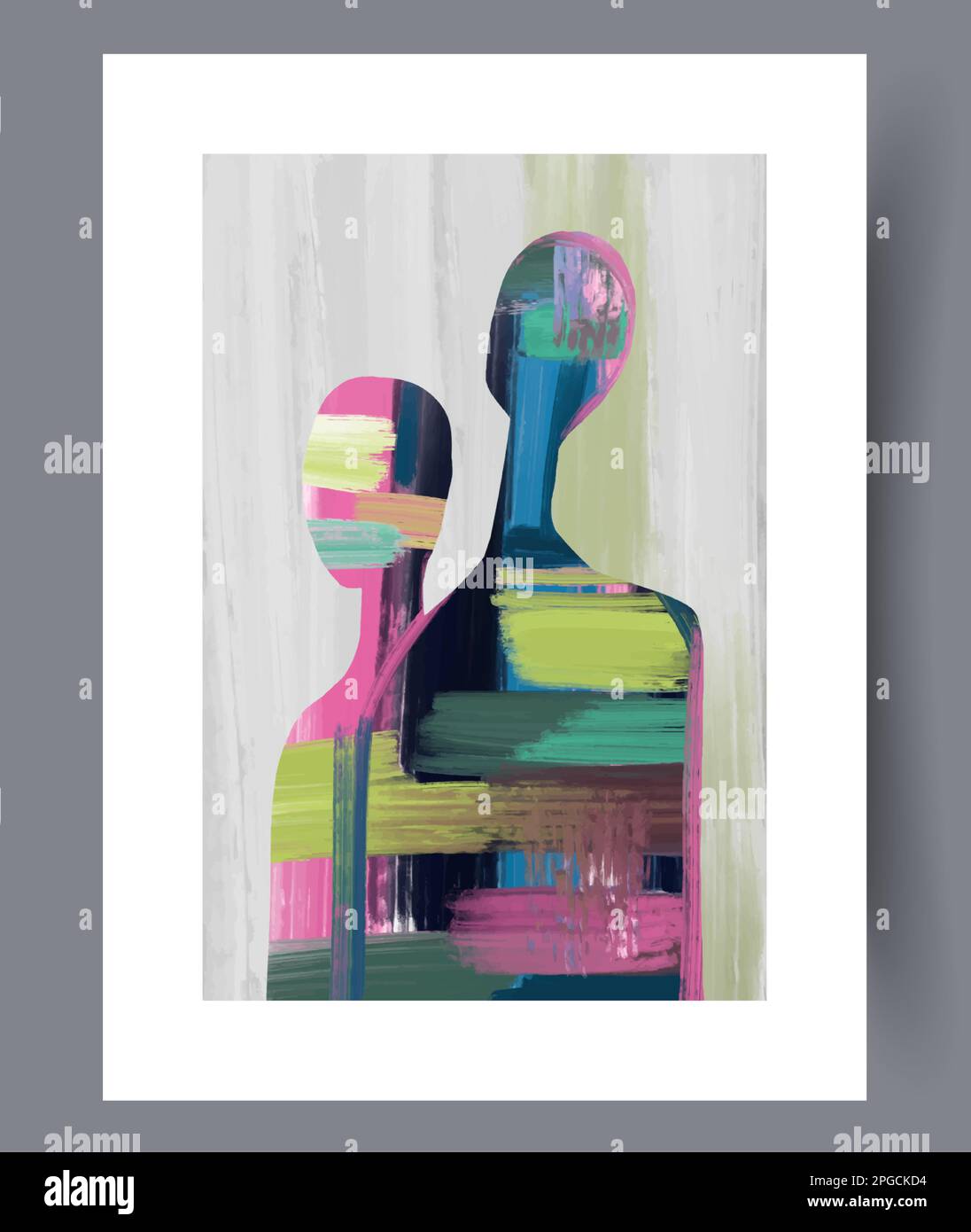 Portrait people bohemian couple wall art print Stock Vector Image & Art ...