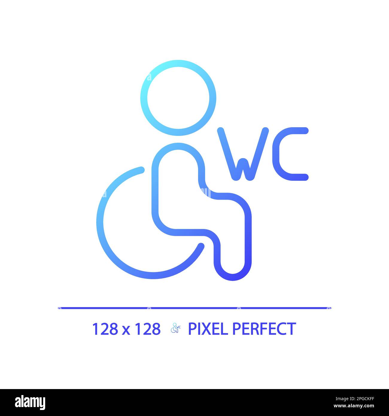 Accessible toilet pixel perfect gradient linear vector icon Stock Vector