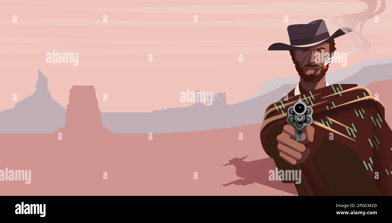 Wild west cowboy gunslinger outlaw Stock Photo - Alamy