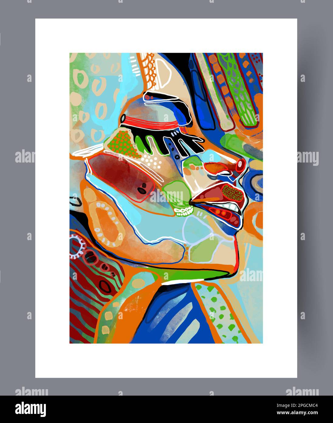 Portrait face female beauty wall art print Stock Vector Image & Art - Alamy