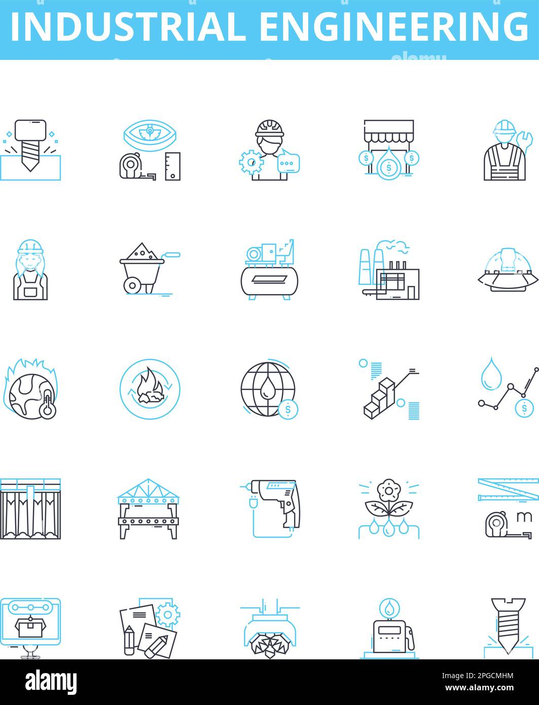 Industrial engineering vector line icons set. Industrial, Engineering