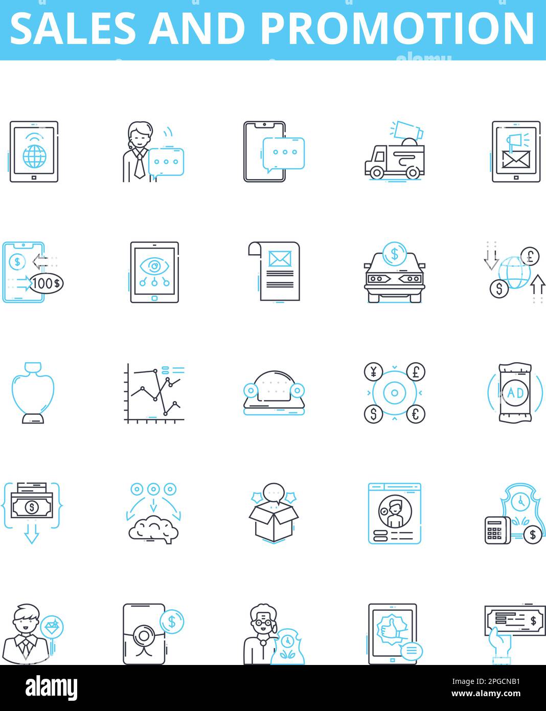 Sales and promotion vector line icons set. Sales, Promotion ...