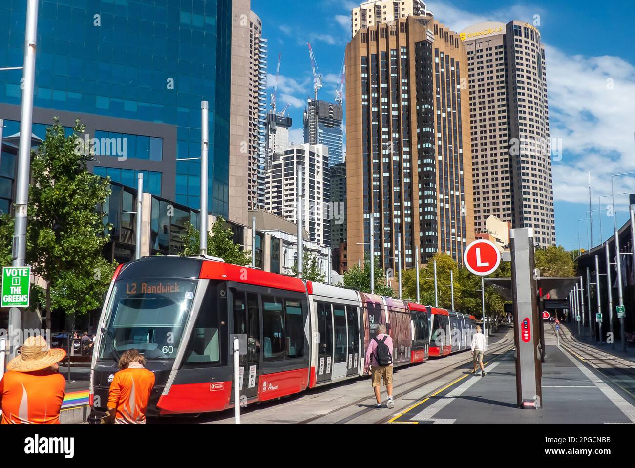 Sydney's light rail service passengers waiting for the L2 Randwick