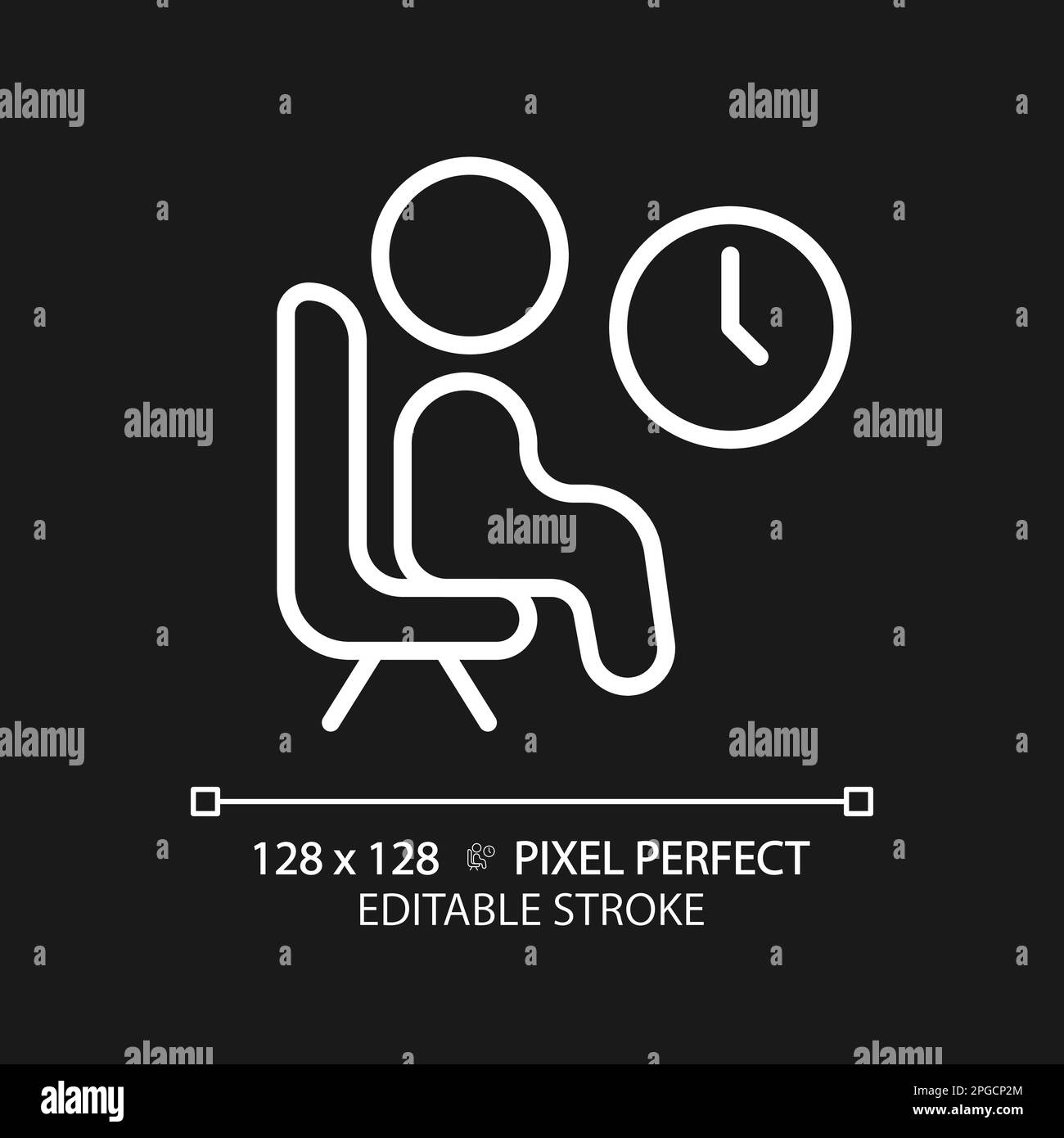 Lounge pixel perfect white linear icon for dark theme Stock Vector