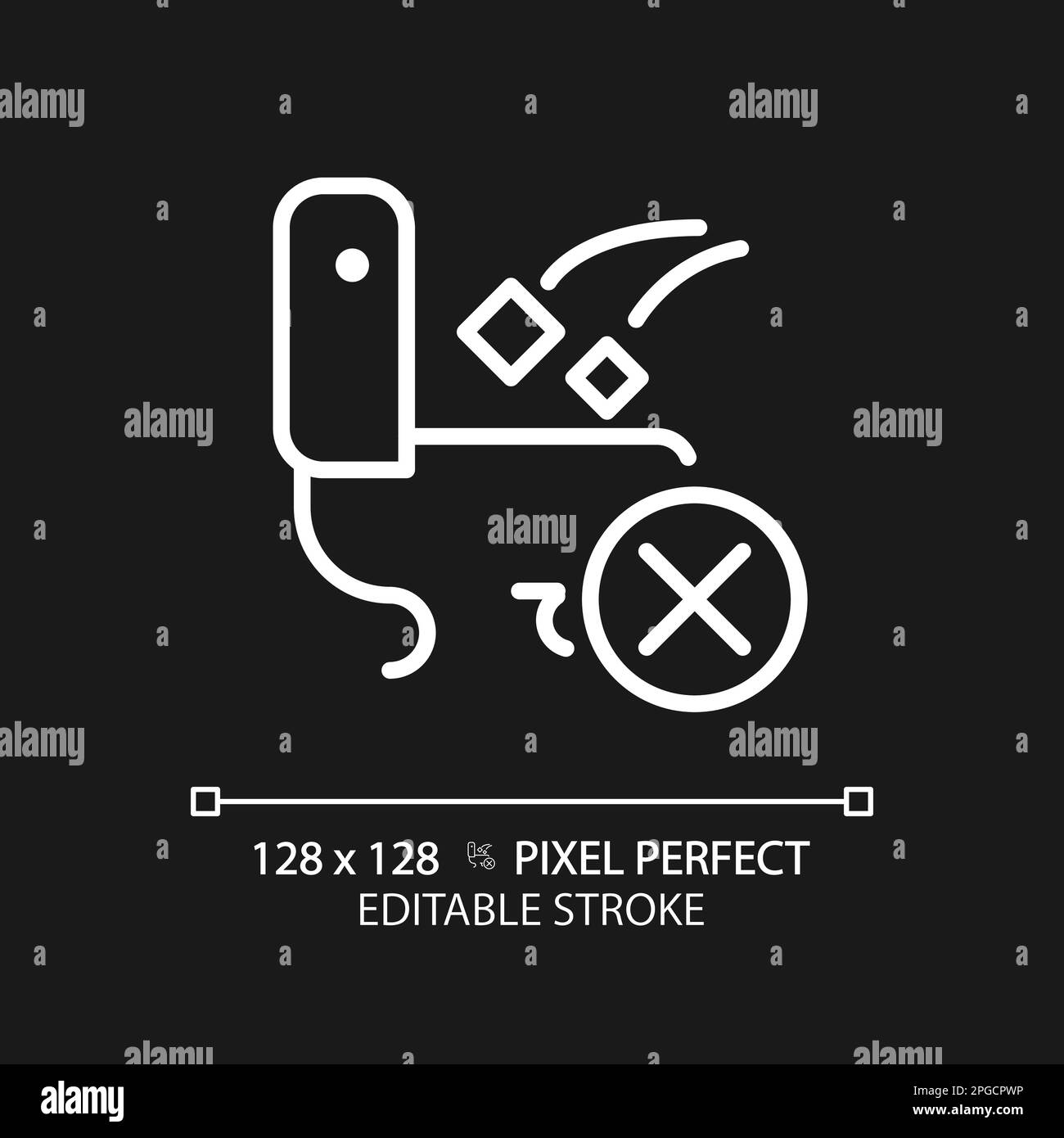 Do not throw trash in toilet pixel perfect white linear icon for dark