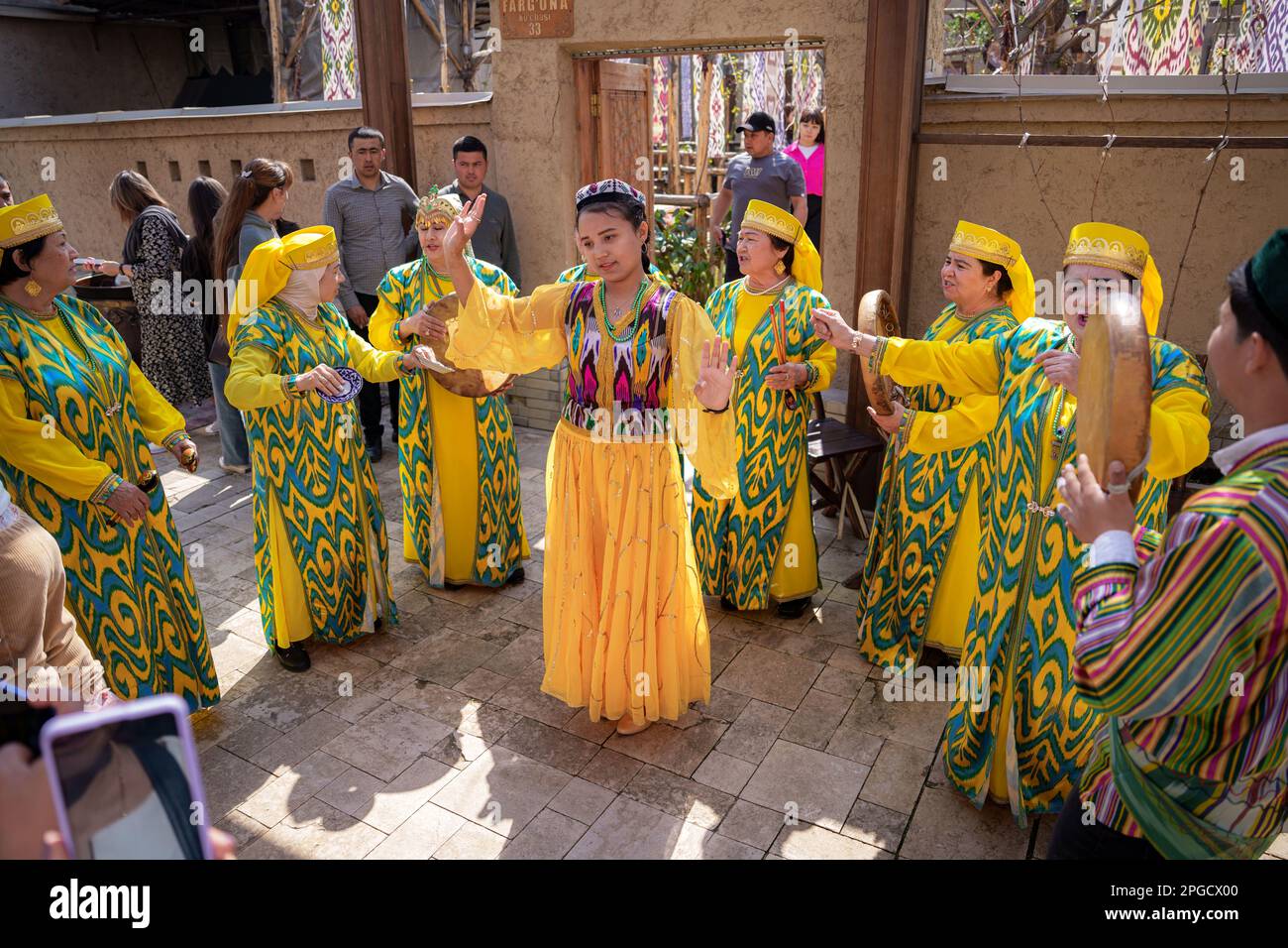 Tashkent, Uzbekistan. 21st Mar, 2023. People participate in events to