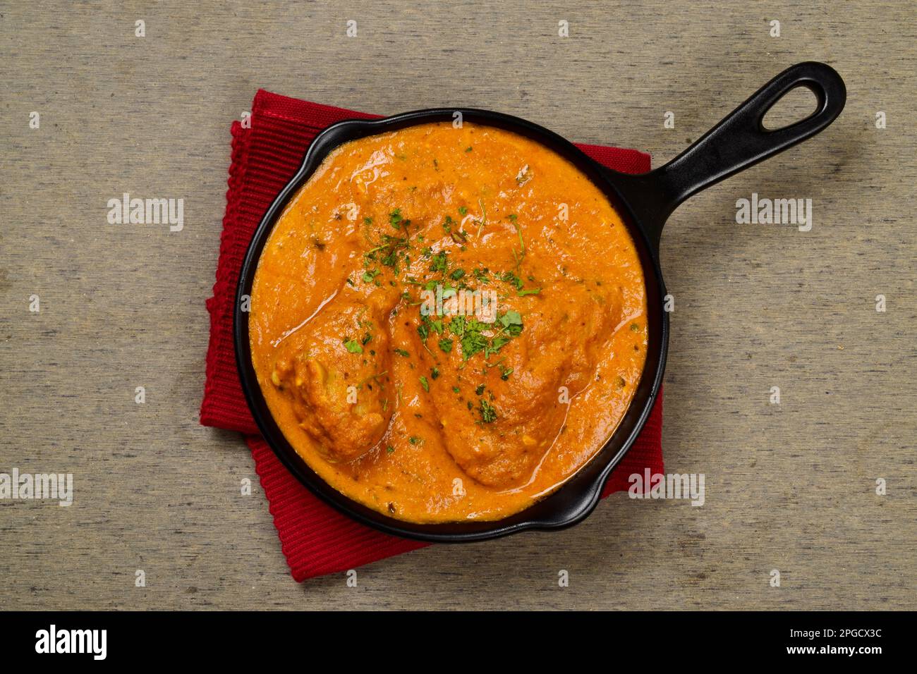Butter chicken thick gravy punjabi food top view Stock Photo Alamy