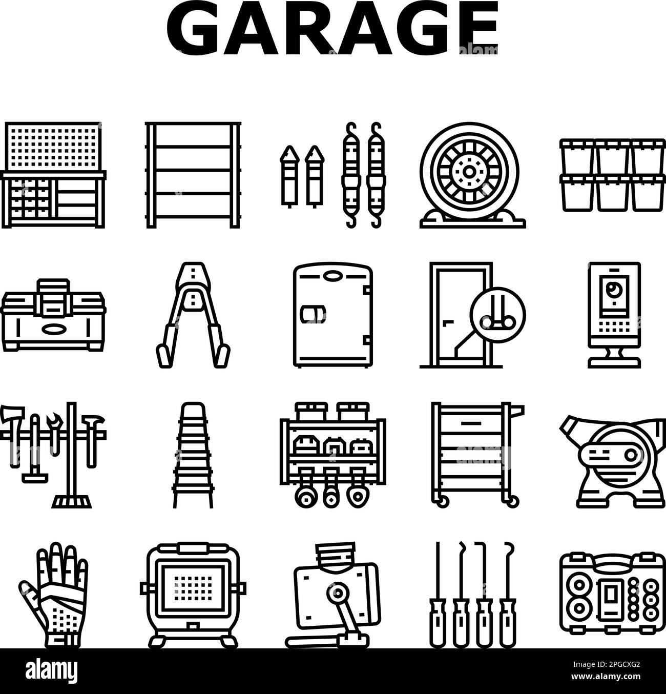garage tools service auto repair icons set vector Stock Vector Image