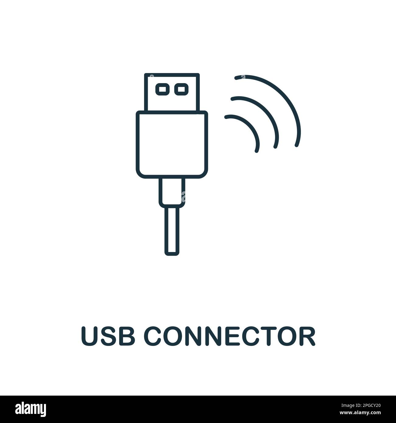 Usb Connector line icon. Element sign from networking collection. Usb Connector outline icon sign for web design, infographics and more. Stock Vector