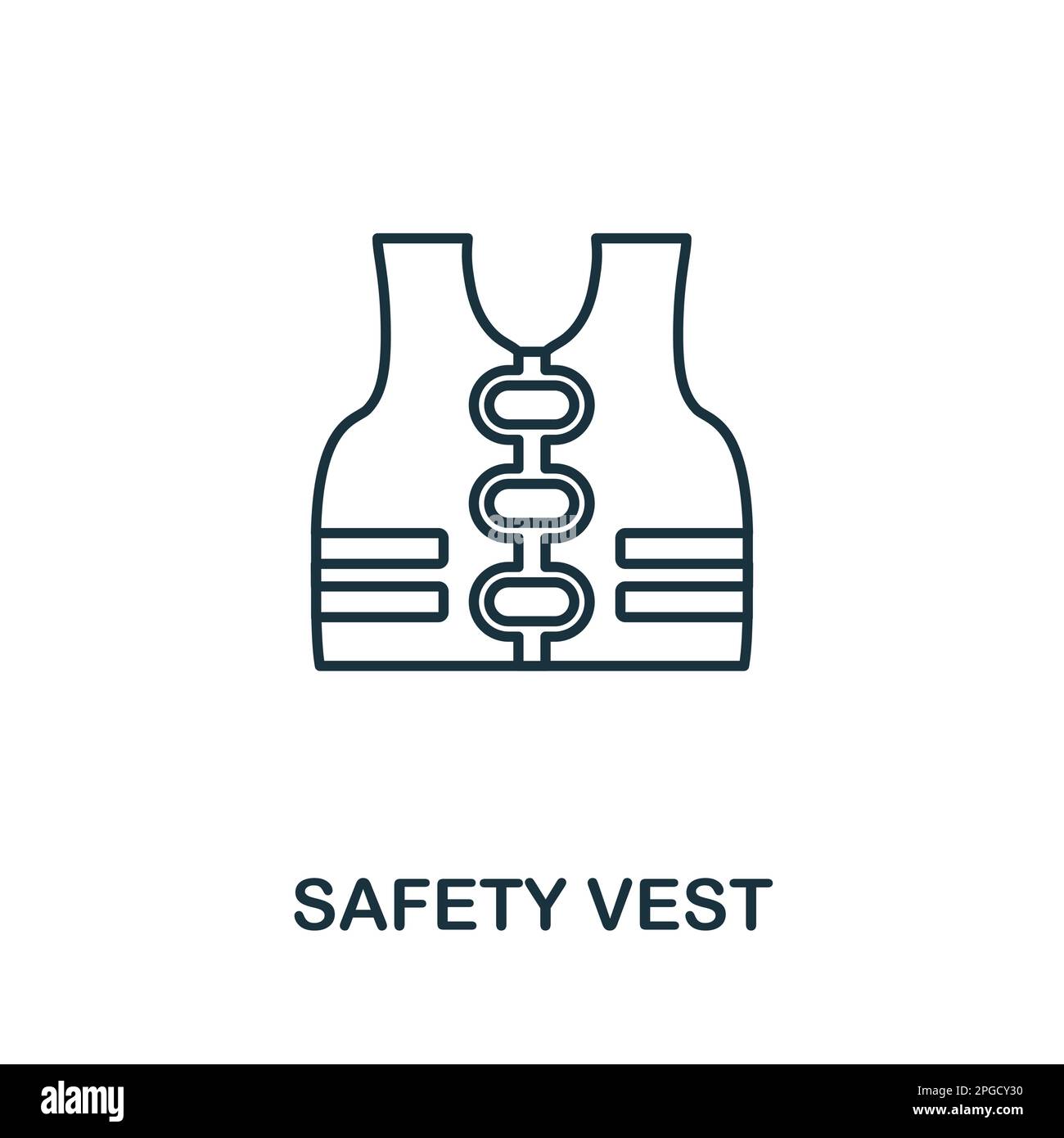 Safety vest line icon monochrome simple safety vest outline icon for